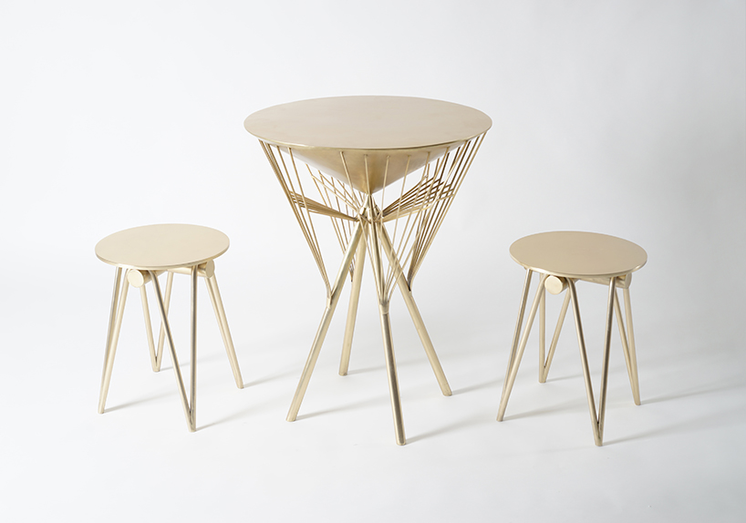 tadeas podracky bronze collection umbrella table stool designboom