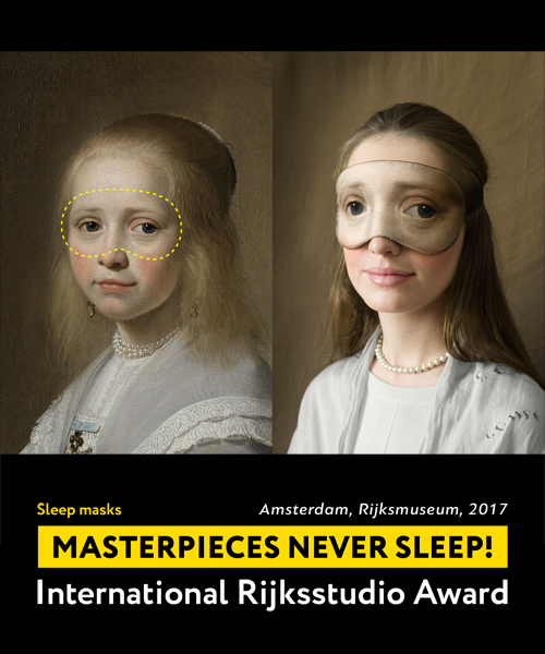 lesha limonov's sleep masks depict eyes from iconic masterpieces