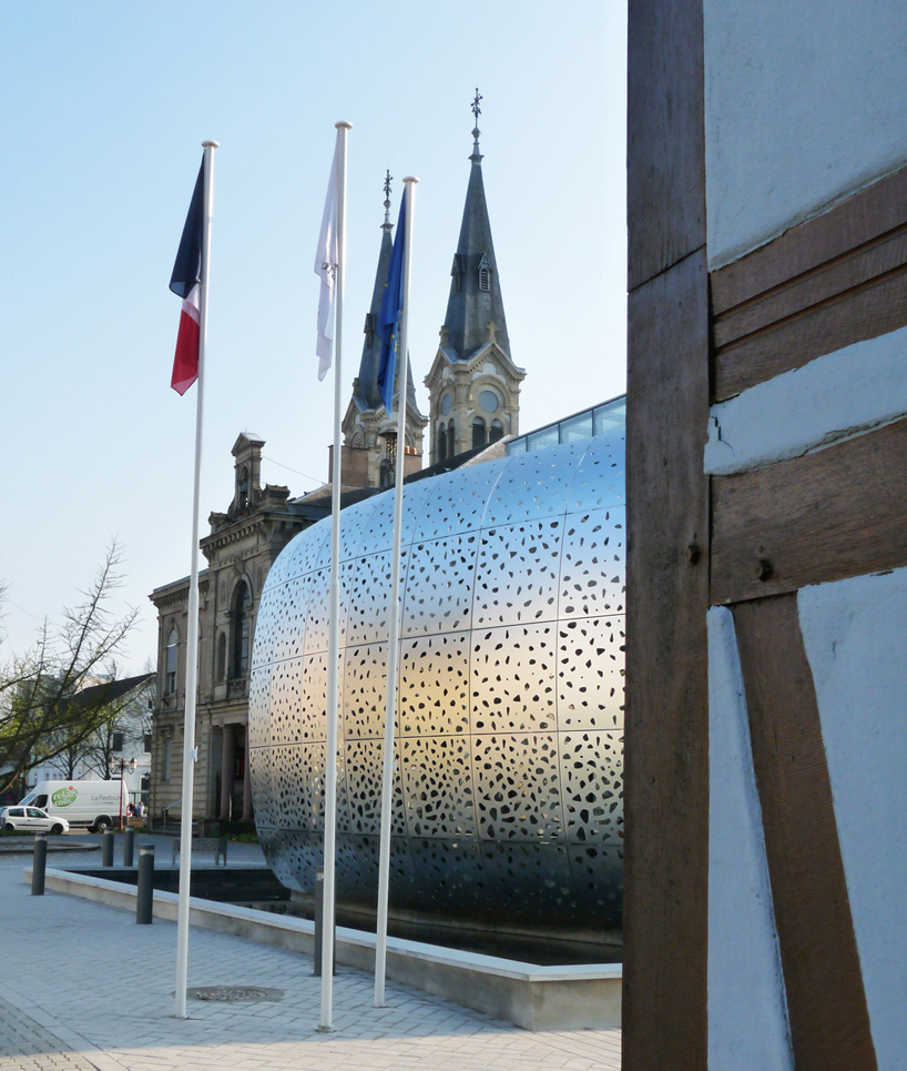 atelier filippini constructs city hall of perforated steel in france
