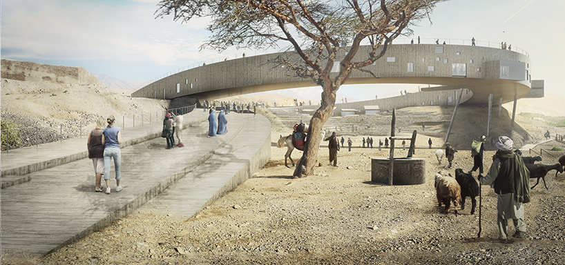 studio ARCVS's gravity-defying entry for UNESCO bamiyan cultural center