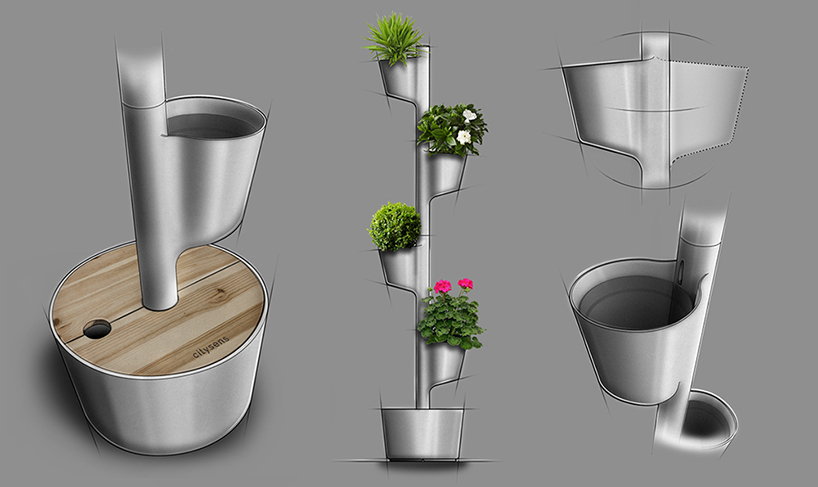 citysens by l&uacute;cid design agency is a hydroponic + self-watering vertical garden