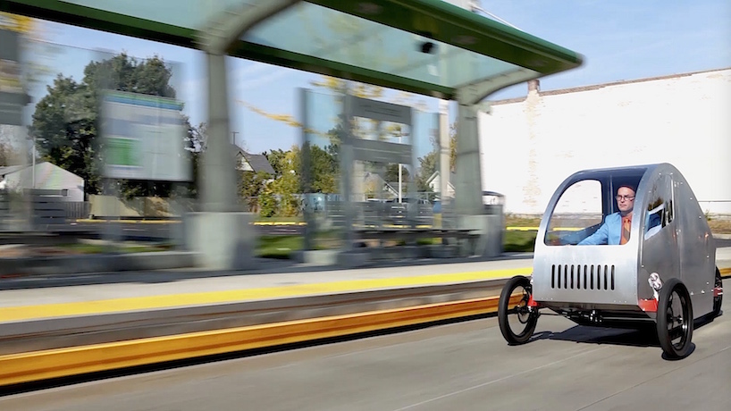 the future people introduce a fully enclosed electric moped at the cooper hewitt