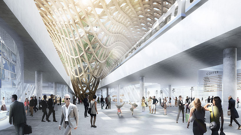 erik giudice architects proposes wooden canopy for jonkoping station in sweden