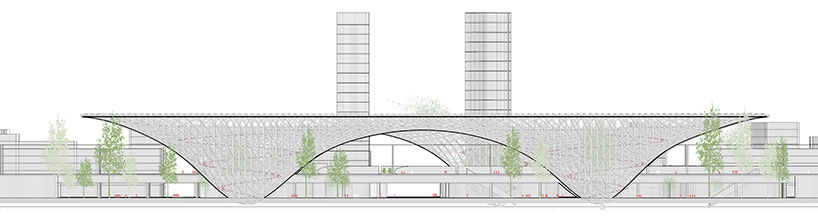 erik giudice architects proposes wooden canopy for jonkoping station in sweden