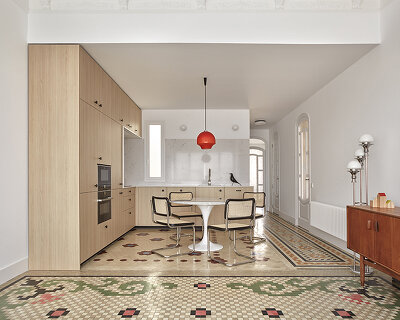 colorful mosaic tiles take over this renovated penthouse in valencia, spain