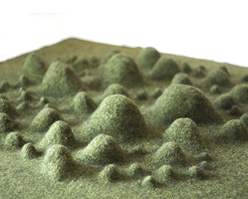 yihyun lim creates felted terrain, an interactive wool landscape