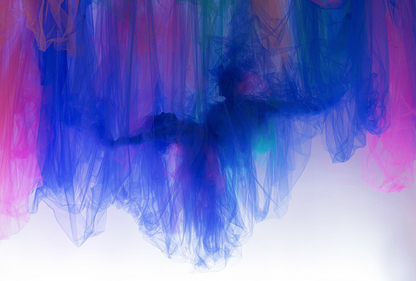 benjamin shine forms tulle into sculptural fabric portraits in the dance