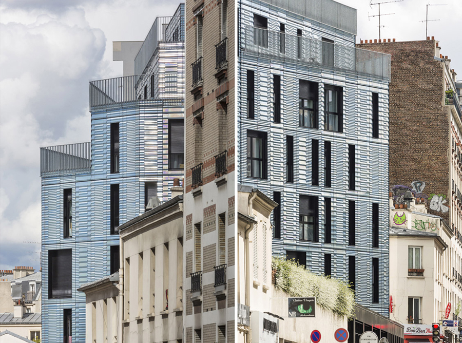 terracotta-clad social housing and restaurant in paris by PERIPHERIQUES