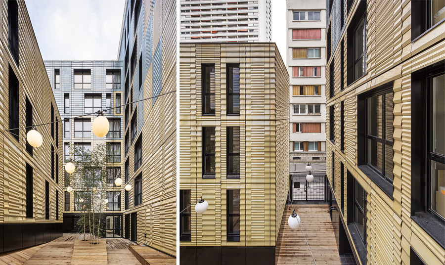 terracotta-clad social housing and restaurant in paris by PERIPHERIQUES
