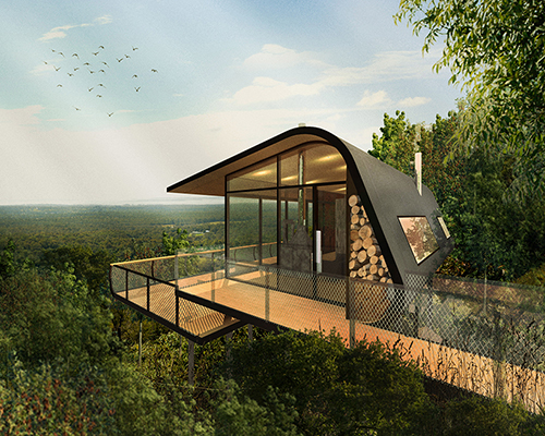 ABA conceptualizes eco-cabins nestled on mount cotton hillside