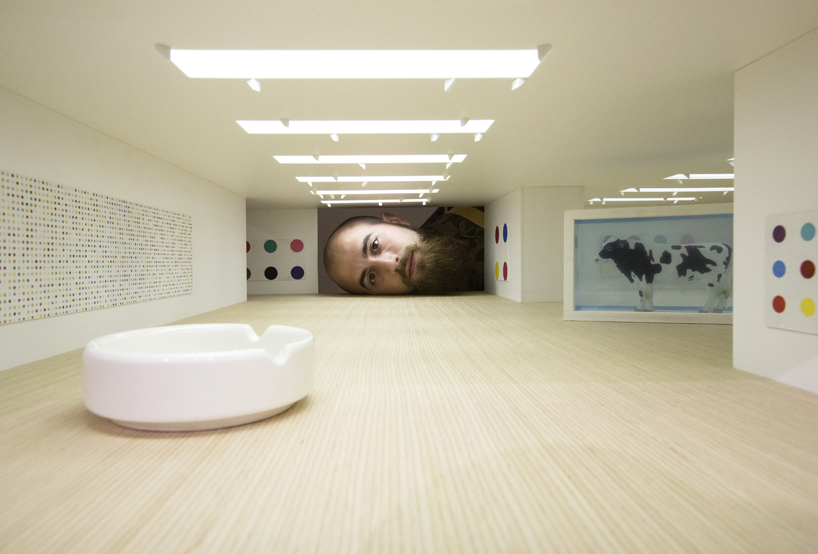 tezi gabunia creates surreal images of big heads inside famous galleries
