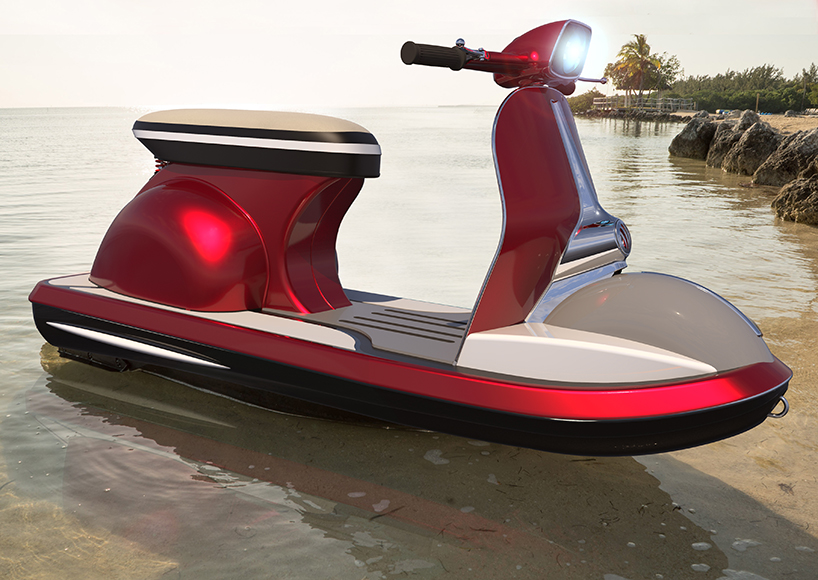 pierpaolo lazzarini fuses the vespa 50 special with a modern jet ski