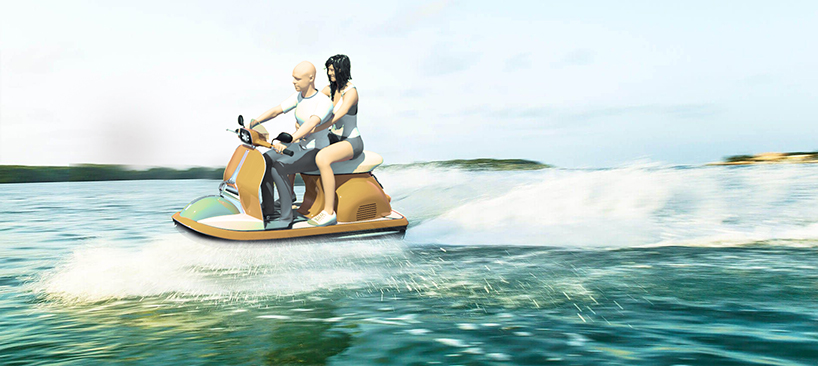 pierpaolo lazzarini fuses the vespa 50 special with a modern jet ski