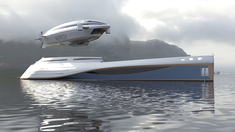 pierpaolo lazzarini’s colossea mega-yacht features a detachable airship upper-structure