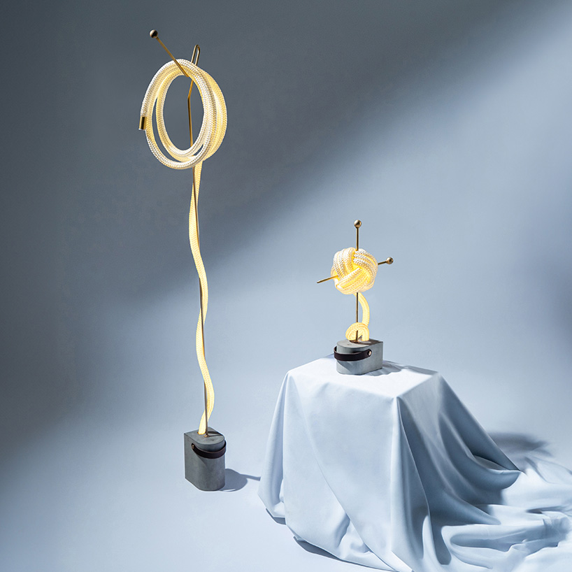 studioknob's knotted rope lamps bring nautical and serpentine motions into modern homes