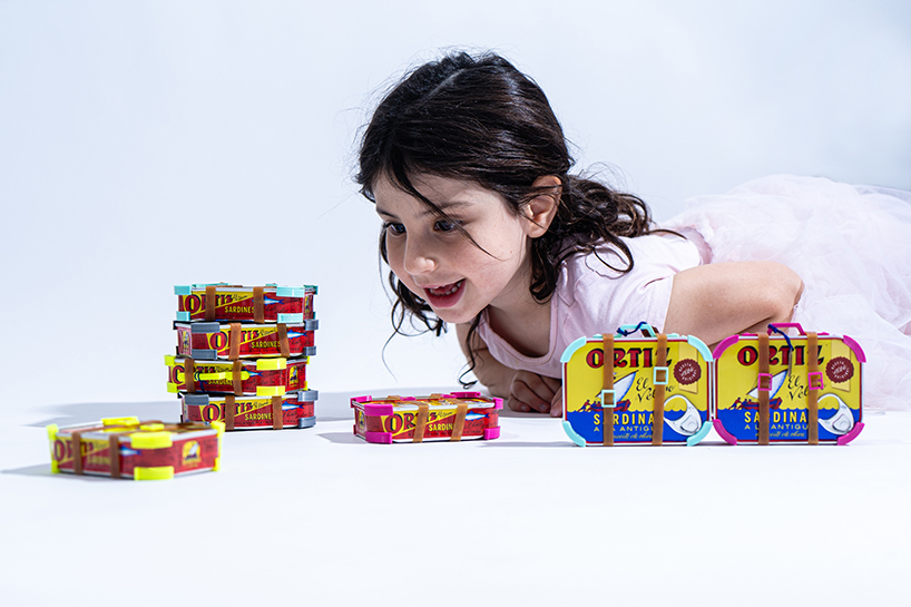 studio knob transforms iconic ortiz sardine cans into tiny sculptural suitcases