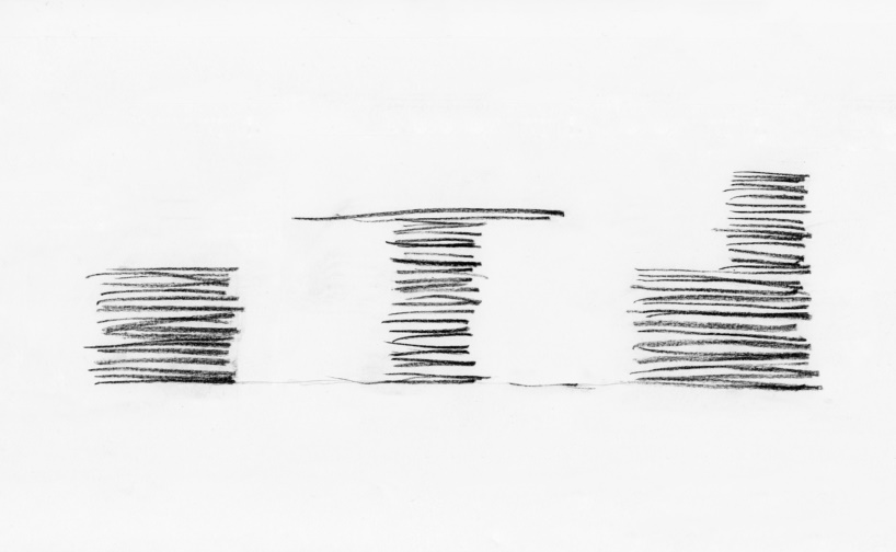 nameless architecture's stacked felt furniture creates a soft + solid café interior