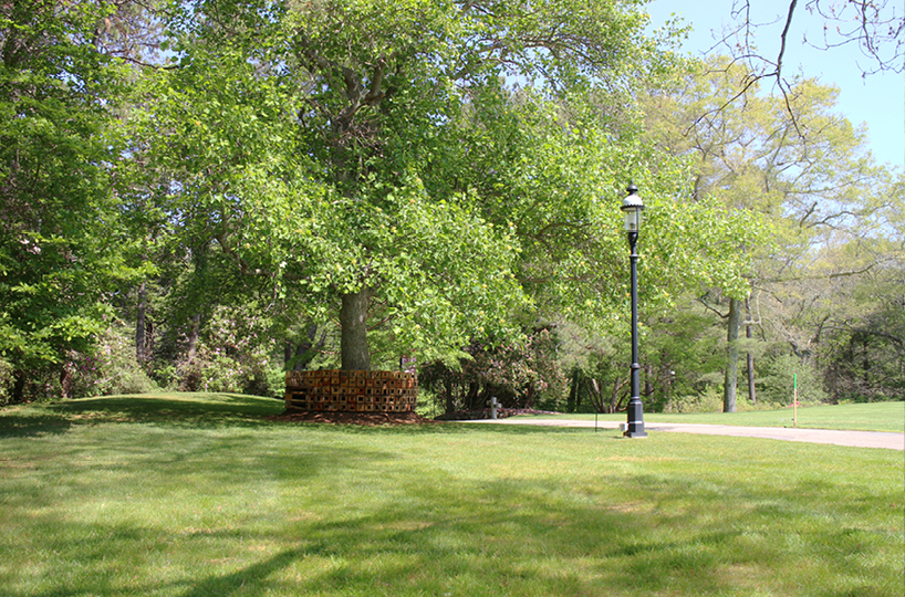 IKD outside-in bench secret shelters heritage museums garden MA designboom IKD outside-in bench secret shelters heritage museums garden MA designboom