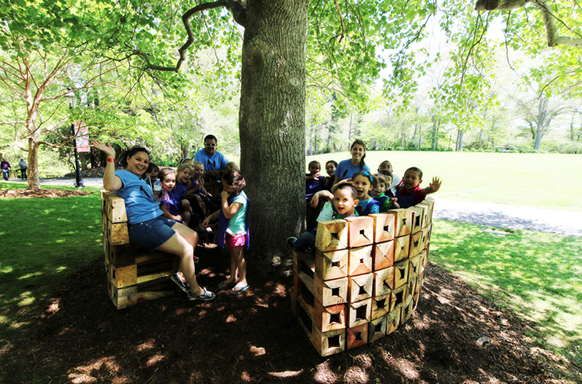 IKD presents outside-in up-cycled bench at secret shelters exhibition