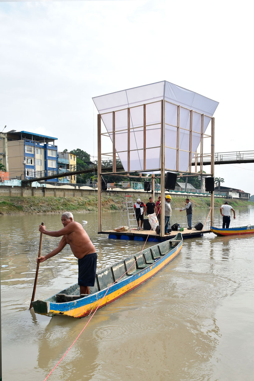 natura futura's mobile platform uses repurposed plastic to float on babahoyo's river