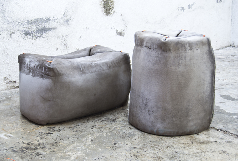 miriam estevez concrete canvas fabric seating collection designboom