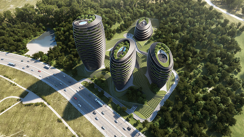 peter pichler's curve-shaped development blends in with layered landscape of taiping