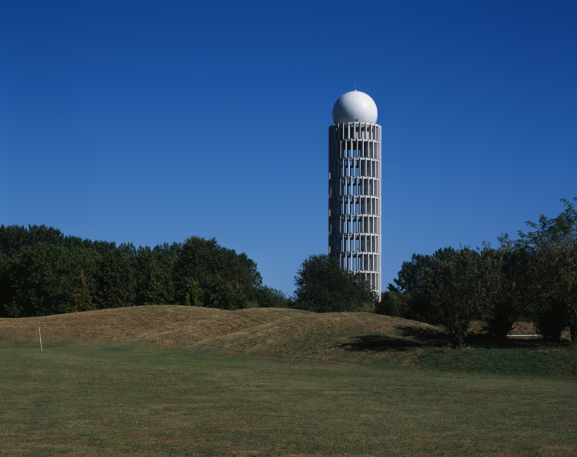 barthélémy griño architectes raises a perforated radar tower in saclay, paris