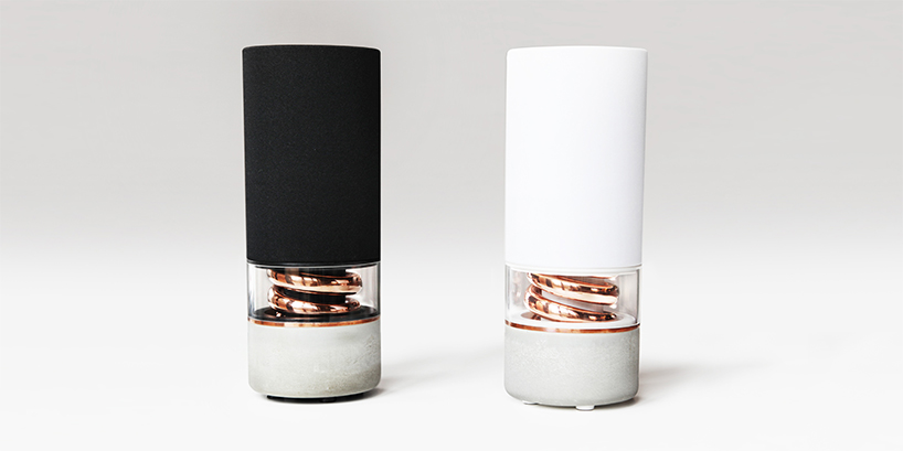 pavilion speaker by hult design unifies acoustic needs with copper and concrete details