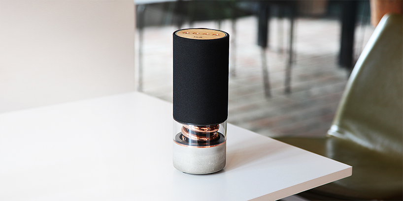 pavilion speaker by hult design unifies acoustic needs with copper and concrete details