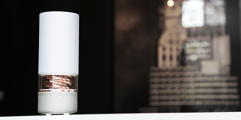 pavilion speaker by hult design unifies acoustic needs with copper and concrete details