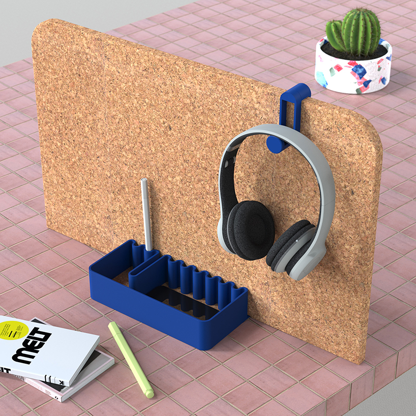 recycled food packaging turns into vibrant 3D-printed series of office items