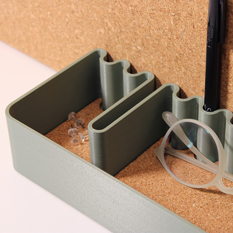 recycled food packaging turns into vibrant 3D-printed series of office items