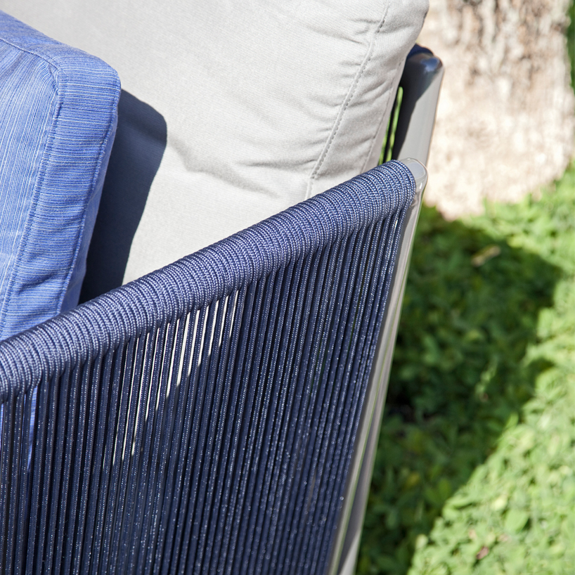 adolini+simonini wraps aluminum with colorful belts to form outdoor seating collection