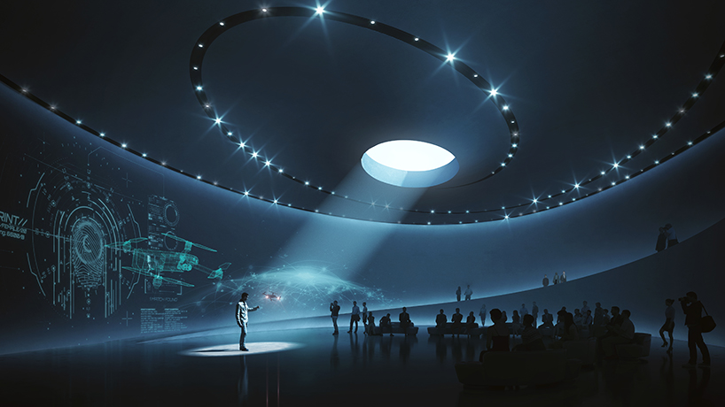 technology center by reform in china hovers above xinglong lake like an interstellar halo