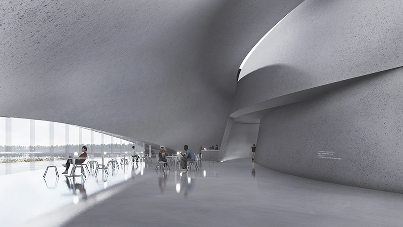 technology center by reform in china hovers above xinglong lake like an interstellar halo