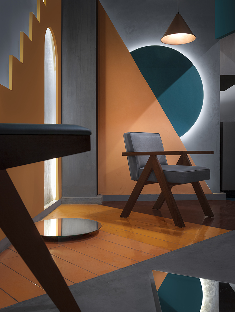 brightly colored volumes shape indian restaurant by RENESA