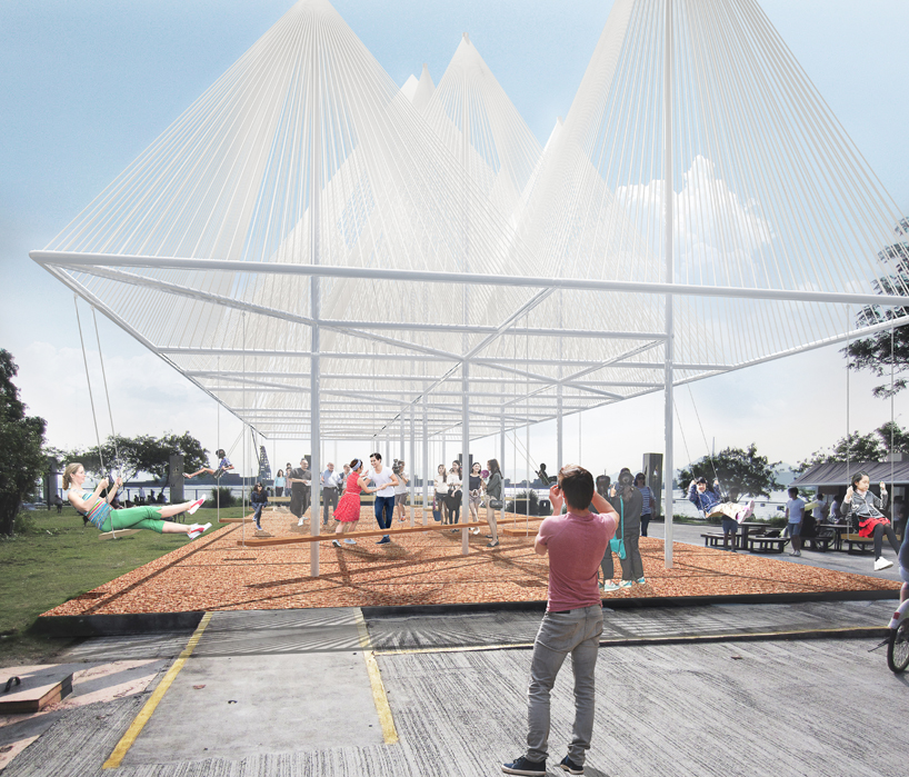 studio kota's 18 peaks pavilion reflects hong kong's mountainous terrain