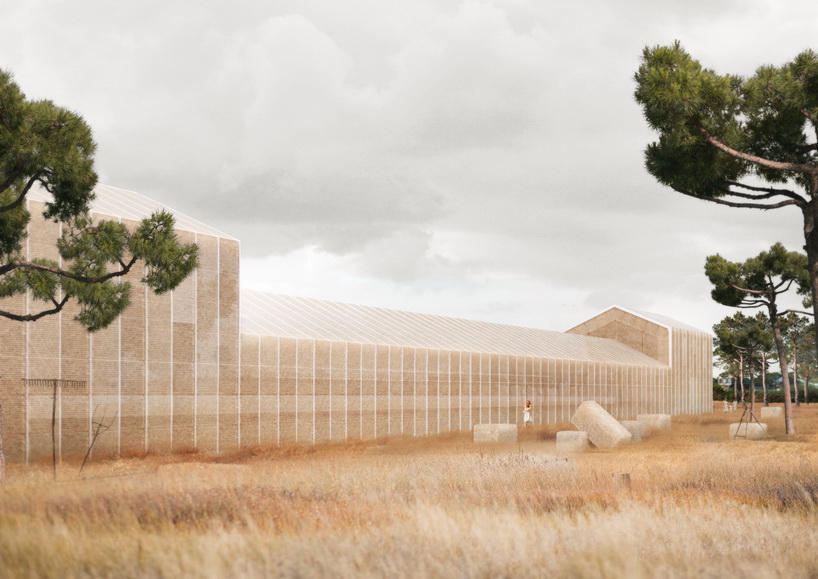 georges batzios proposes an entirely straw-made cultural center in greece