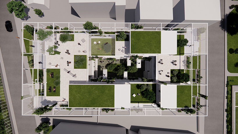 georges batzios architects proposes planted scaffolding for office building in athens