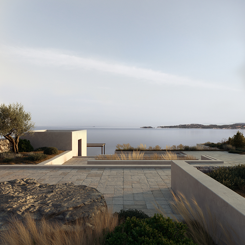beach club’s stepped stone volumes and timber pergolas surround lagoon-like pool in greece - 4
