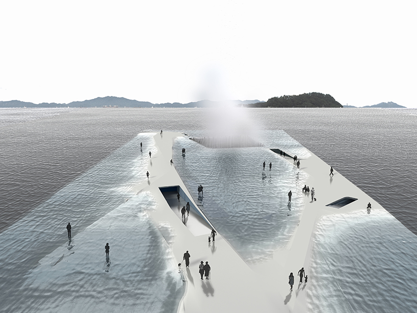 daniel valle's water pavilion proposal invites users for a walk towards the ocean