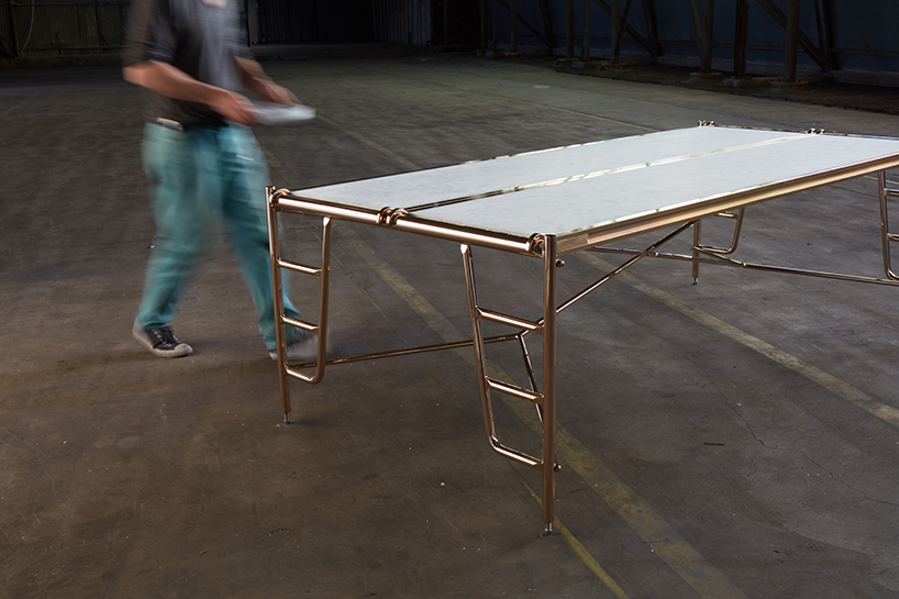 eddy sykes marble bronze scaffold table