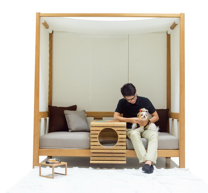 deesawat designs an outdoor seating unit that accommodates humans and their pet