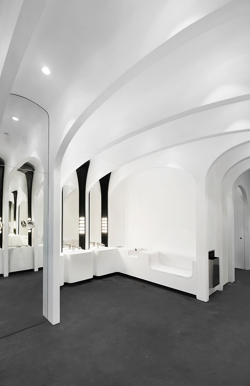 Ida&Billy's arched washroom experience reminiscent of european elegance