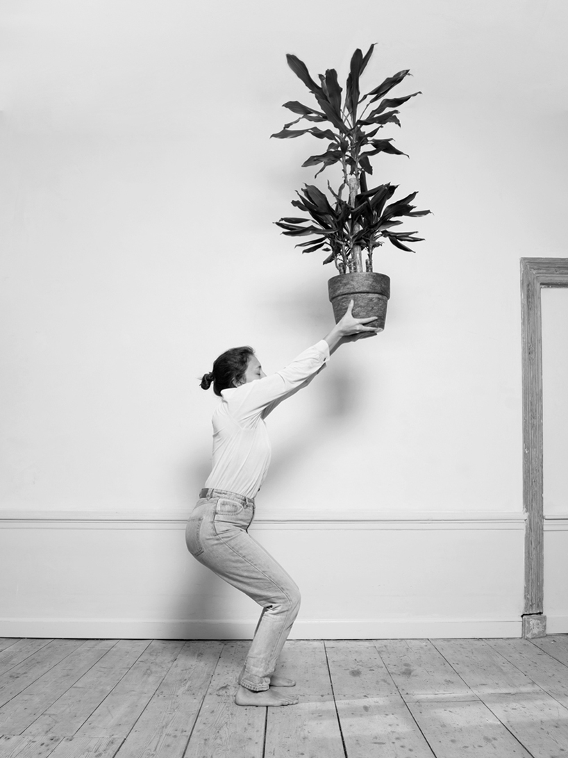 artist csilla kleny&aacute;nszki reflects on the housework gender gap through ironic yoga sequence