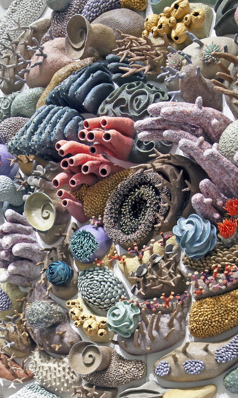 ceramic coral reef by courtney mattison swirls through US embassy in jakarta