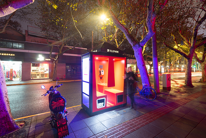 100architects transforms obsolete phonebooths into new urban landmarks in shanghai