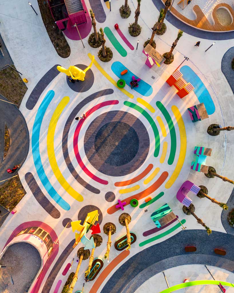 circular patterns and bright colors guide visitors through 100architects' public hub in egypt