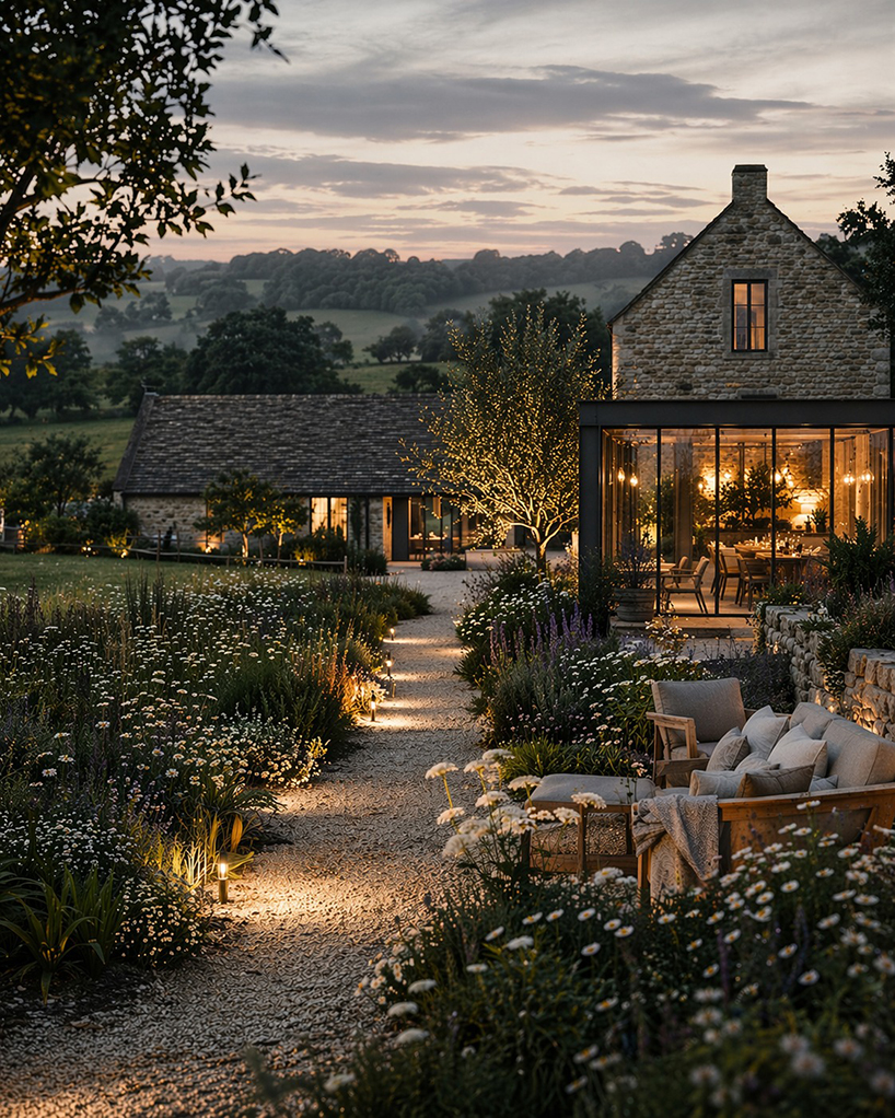 stone-built meadows boutique hotel takes shape around gardens in rural UK - 9