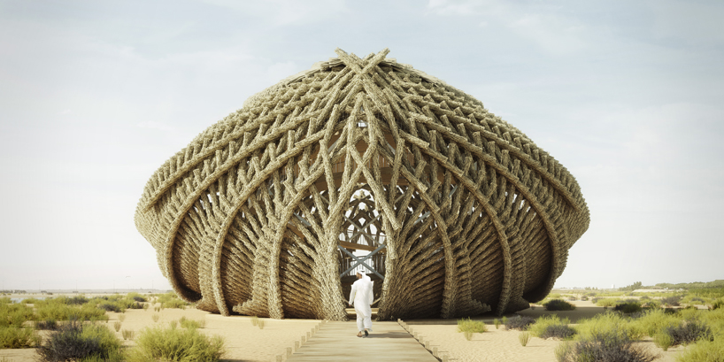 NUDES proposes a flamingo observatory made from ‘twigs’ in abu dhabi